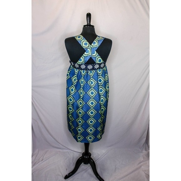 Pixie Hopkins Silk Apron Dress Graphic Print Size M - Picture 3 of 4